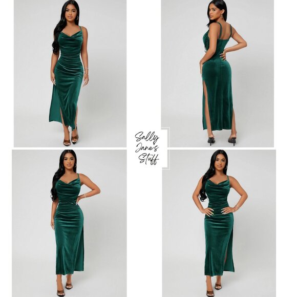 SOLD - Lot of 4 SHEIN Dresses Soft Velour Sparkly Holiday Party Size Small - Picture 3 of 8